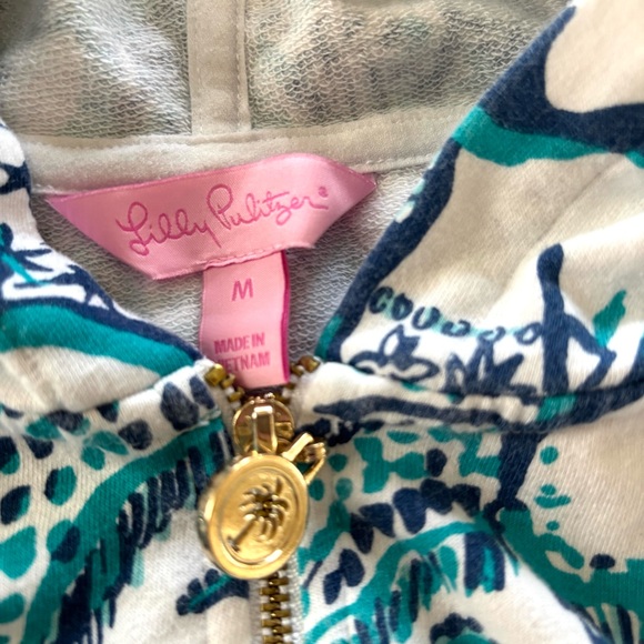 NWOT Lilly Pulitzer Teal White Keep on Truckin Popover Jacket SZ M - Picture 9 of 10